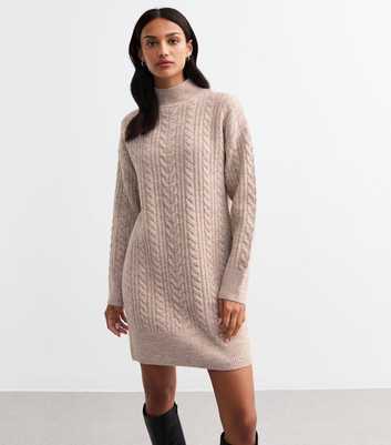 Mink Cable Knit Mini Dress