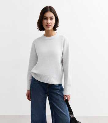 Light Grey Soft Midweight Knit Crew Neck Jumper 