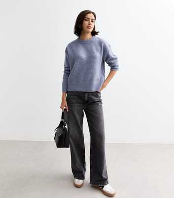 Blue Soft Midweight Knit Crew Neck Jumper 