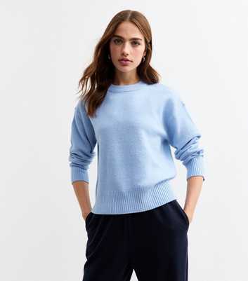 Light Blue Soft Midweight Knit Crew Neck Jumper 