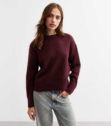 Burgundy Soft Midweight Knit Crew Neck Jumper 