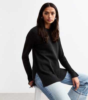 Tall Black Side Slit Jumper