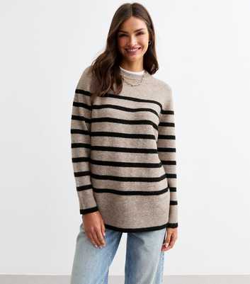 Brown Stripe Crew Neck Jumper