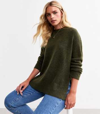 Petite Khaki Side Slit Jumper