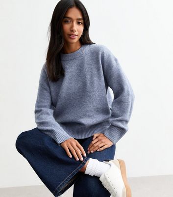 Petite Blue Soft Knit Crew Neck Jumper New Look