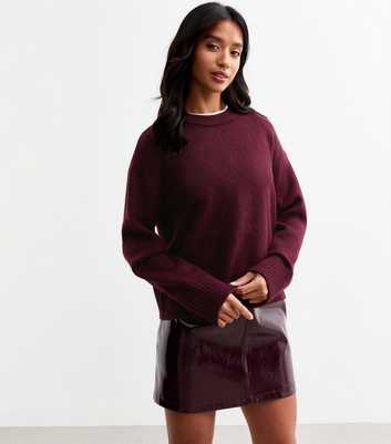 Petite Burgundy Soft Knit Crew Neck Jumper 