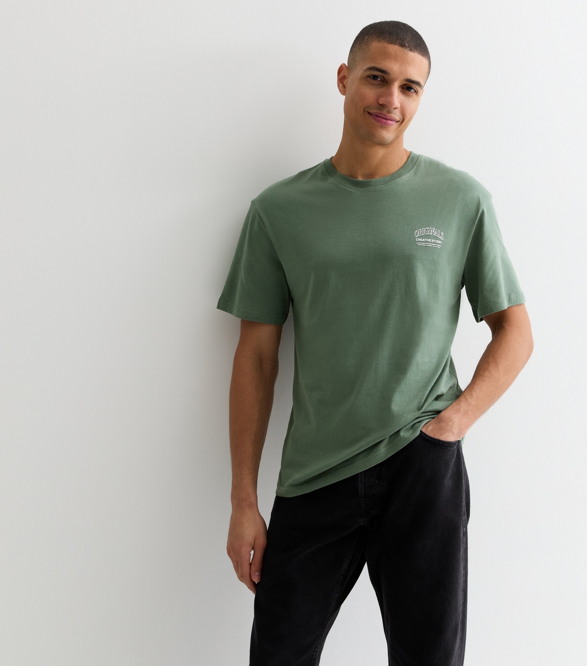 Men's Green Cotton Originals Logo T-Shirt Jack & Jones New Look