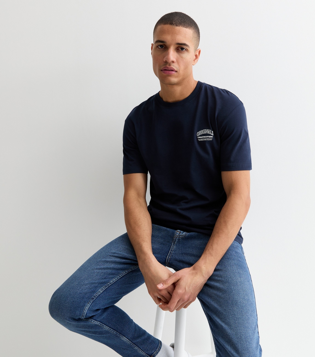 Men's Navy Cotton Originals Logo T-Shirt Jack & Jones New Look