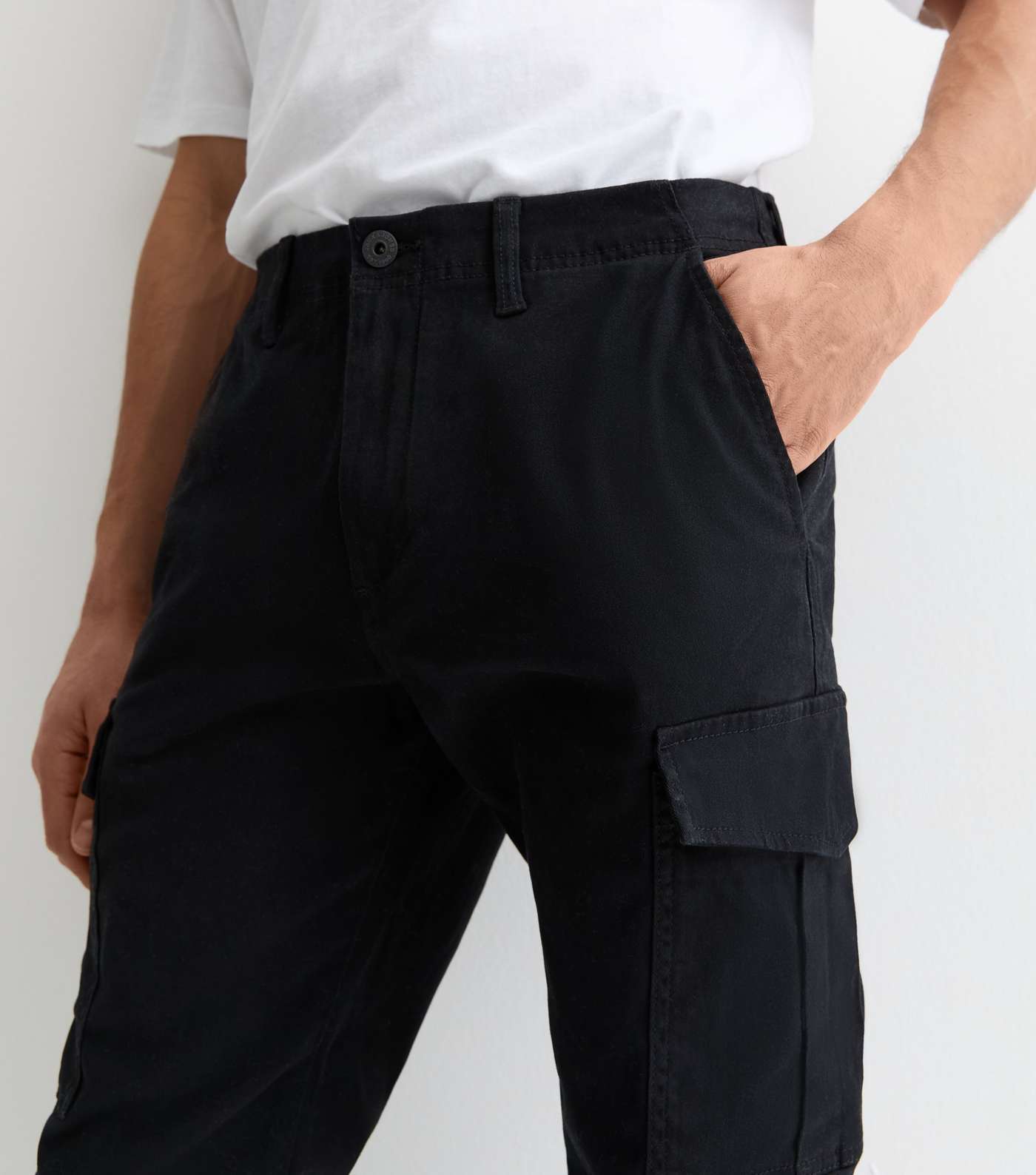Jack & Jones Black Cuffed Cargo Trousers | New Look