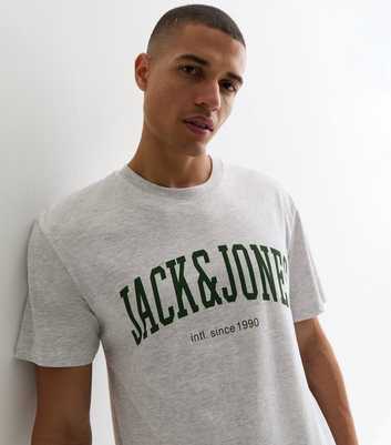 Jack & Jones Grey Cotton Logo T-Shirt
