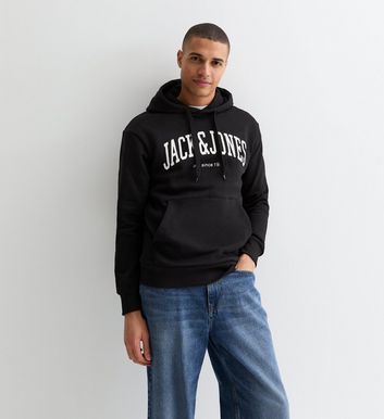 Jack Jones Black Regular Logo Hoodie New Look