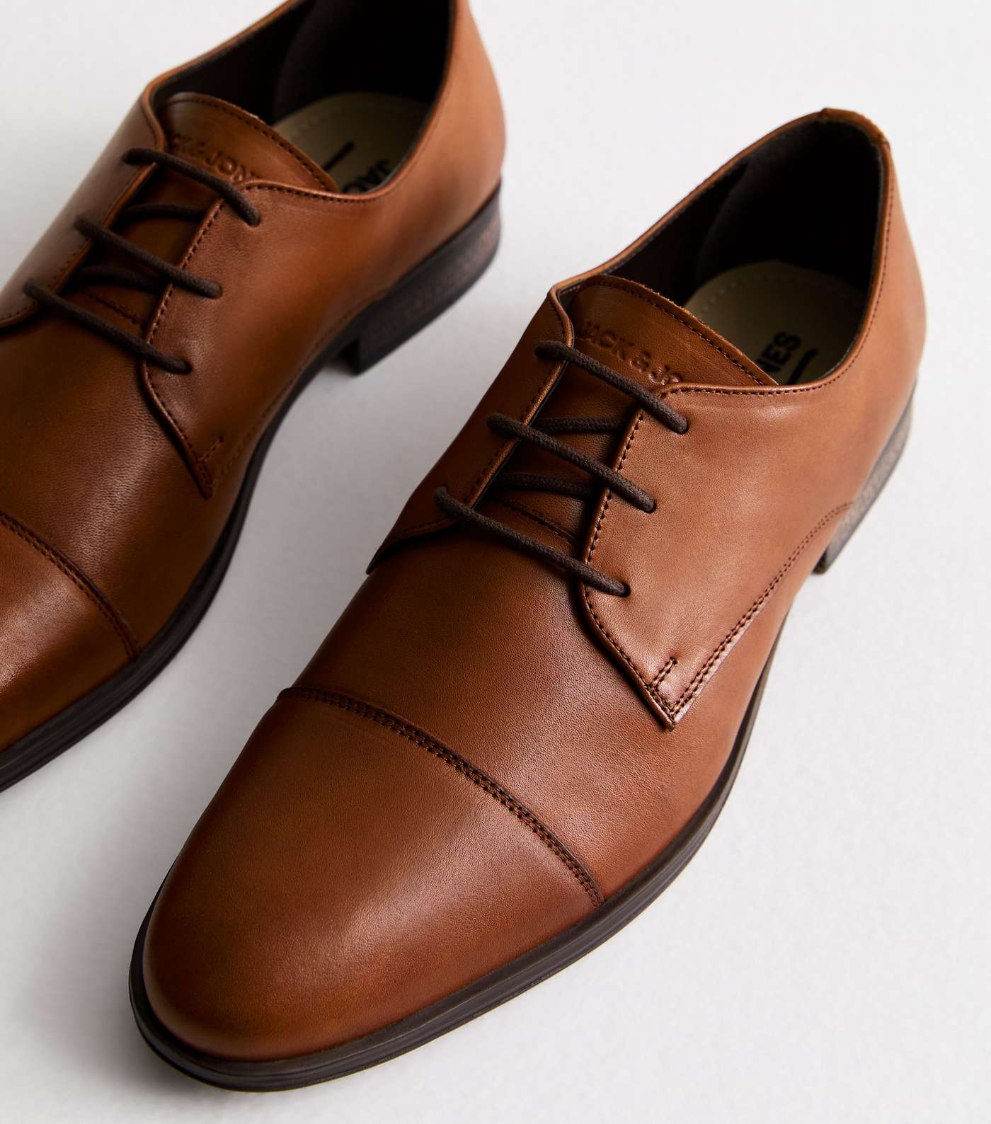 Jack & Jones Dark Brown Leather Oxford Shoes Image 2