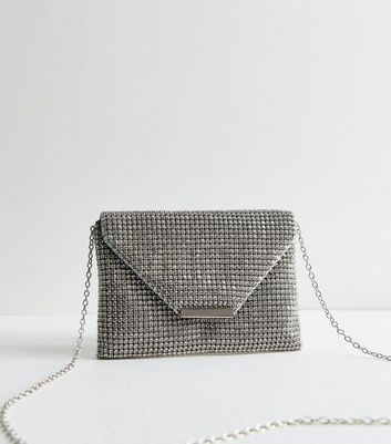 Silver clutch with strap sale