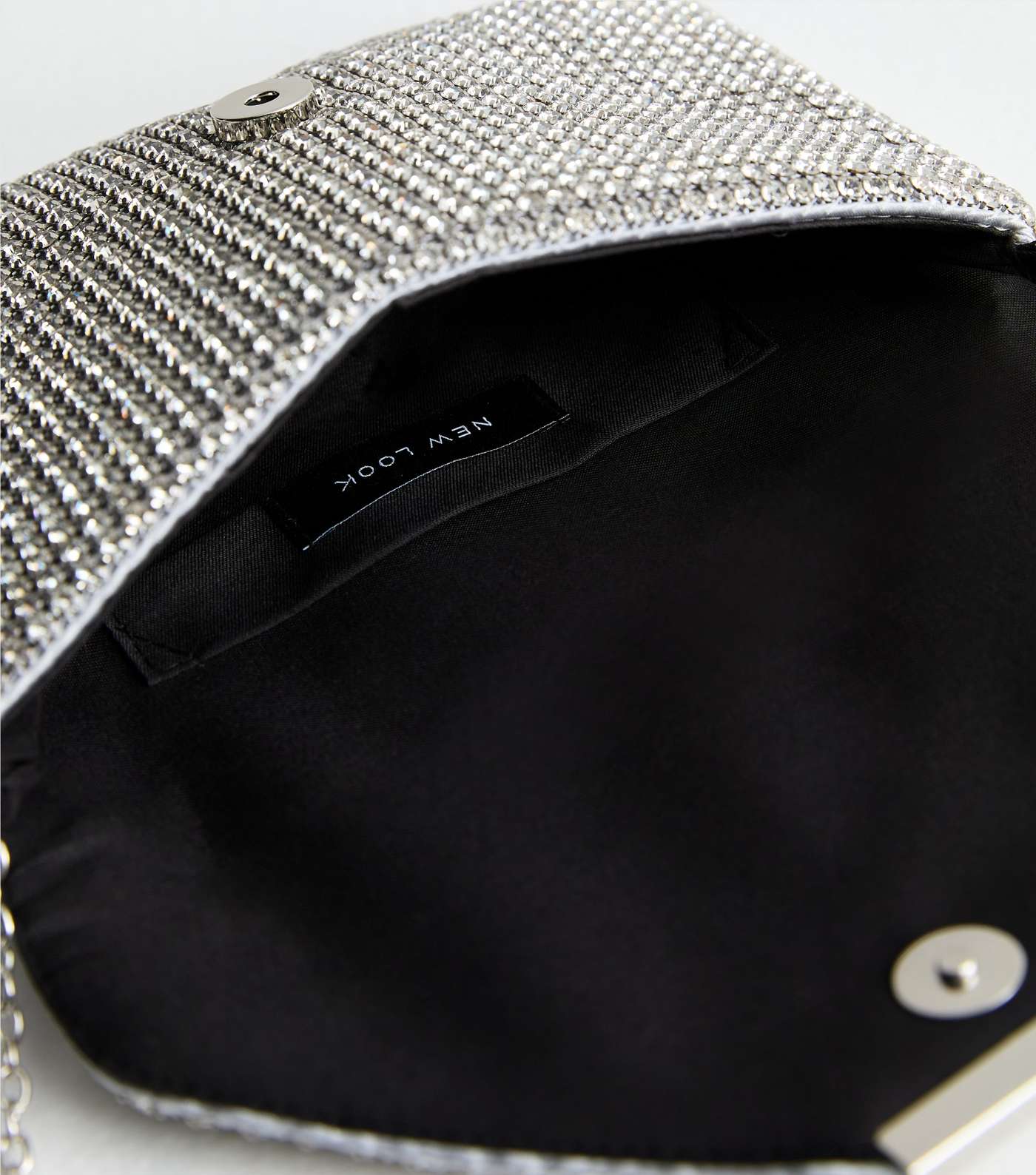 Silver Diamanté Clutch Bag Image 5