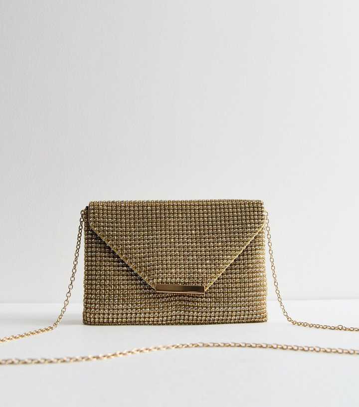 Gold Diamanté Clutch Bag