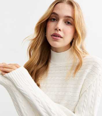 Off White Cable Knit Crop Jumper