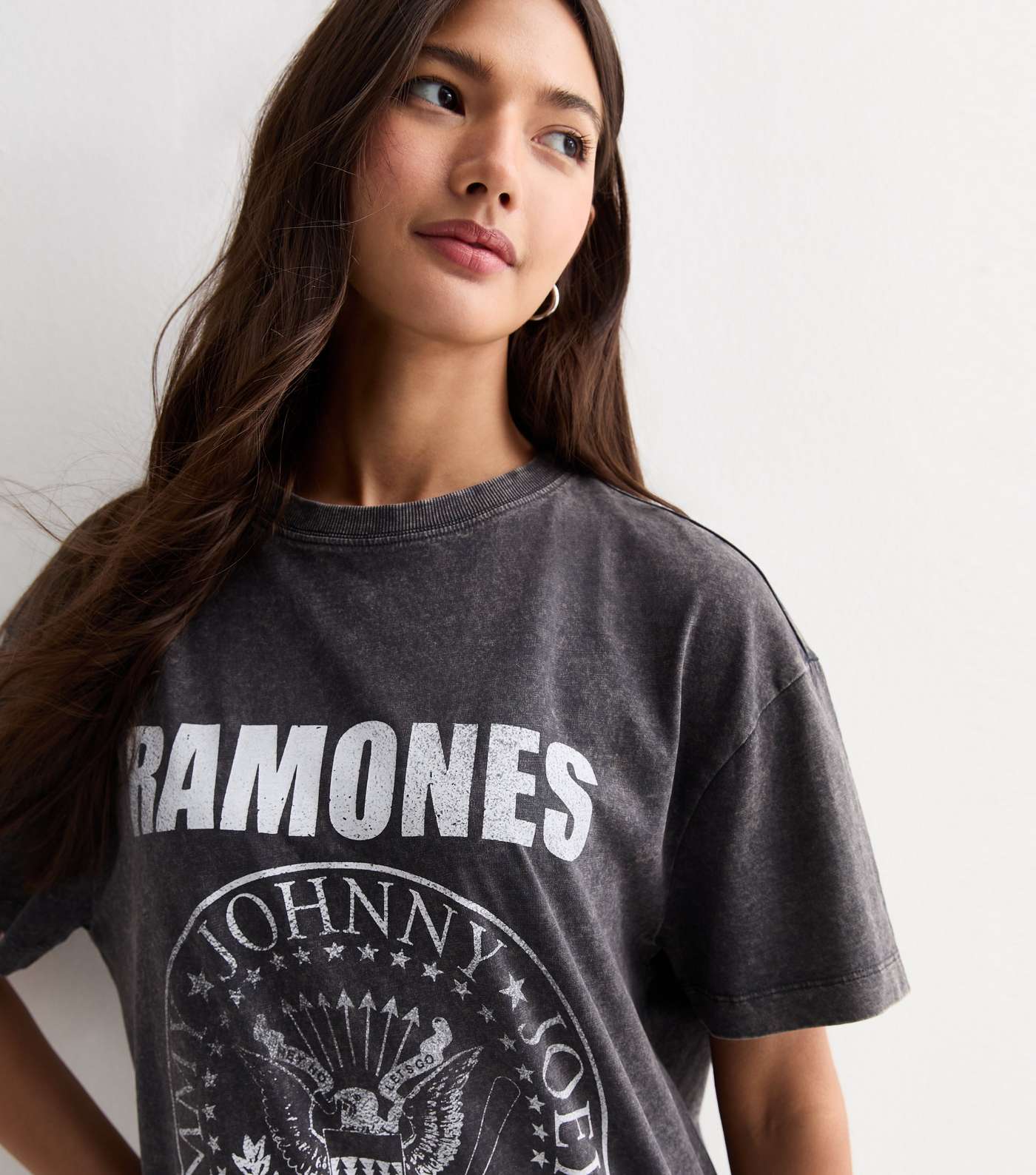 Grey Ramones Motif Oversized T-Shirt Image 2