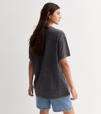 Grey Ramones Motif Oversized T-Shirt New Look