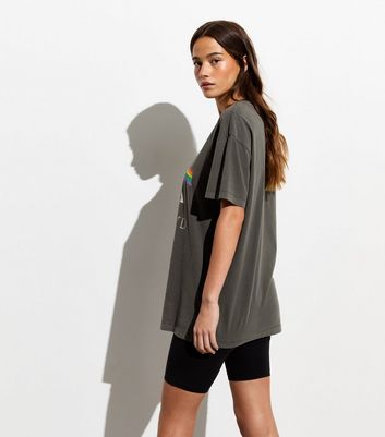Dark Grey Pink Floyd Graphic Oversized T-Shirt