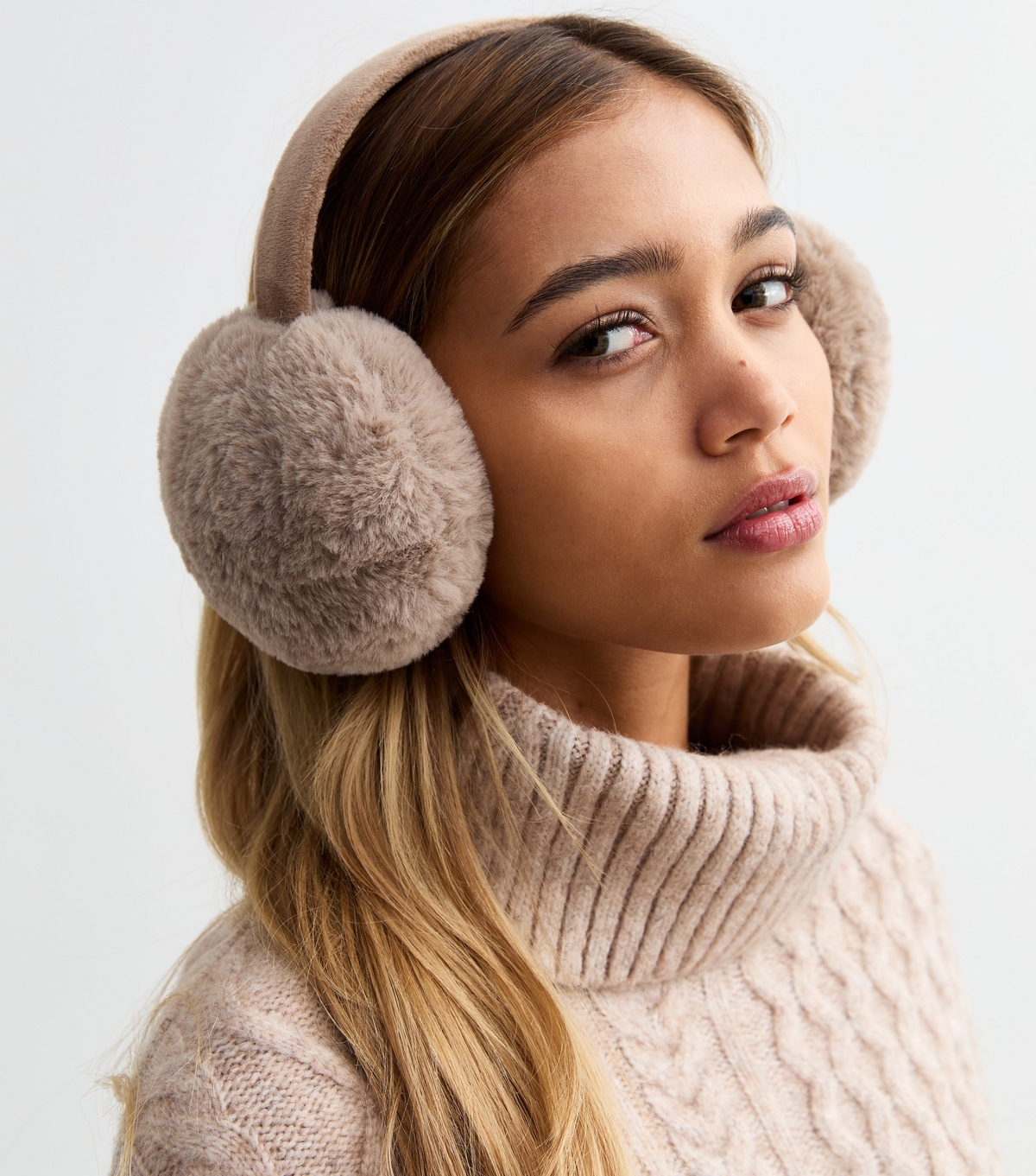 Brown Faux Fur Adjustable Headband Earmuffs New Look