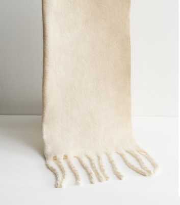 Cream Brushed Fringed Scarf