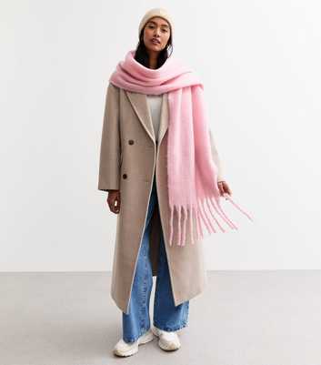 Pink Brushed Fringed Scarf