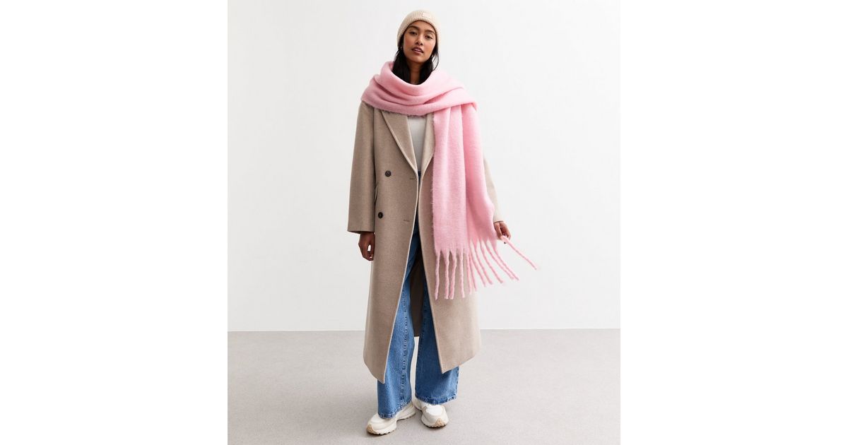 Bufandas Primark Plaid Brushed Fringed Mujer Rosas Claro Y