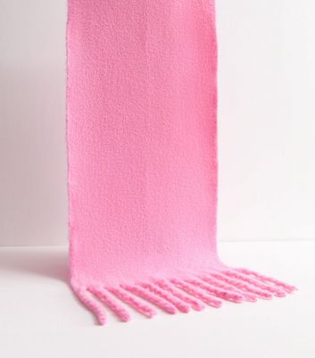 Pink Brushed Fringed Scarf New Look