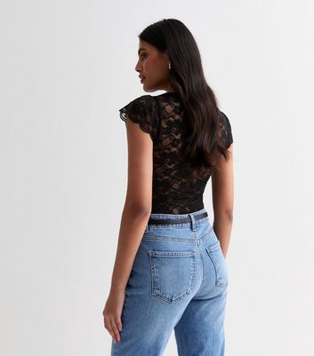 Black Lace Bodysuit Short Sleeve