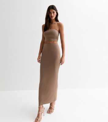 Mink High Waist Midi Skirt