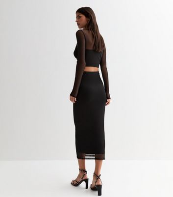 High waisted on sale black mesh skirt