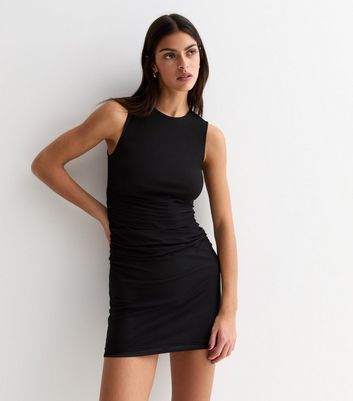 Satin Ruched Slip Mini Dress Black | LIT Boutique