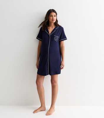 Maternity Navy Shirt Nightdress