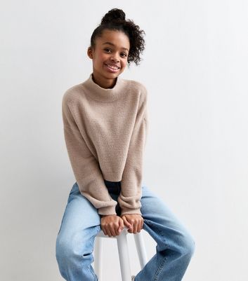 Girls Light Brown Fluffy Jumper New Look