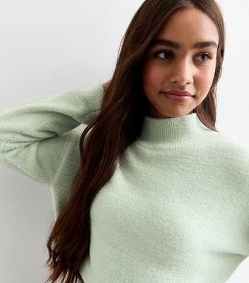 Girls Green Fluffy Jumper