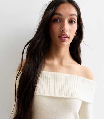 Girls Off White Bardot Knit Jumper