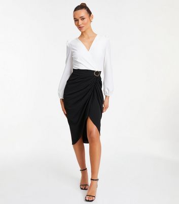 Quiz Black Wrap Midi Dress