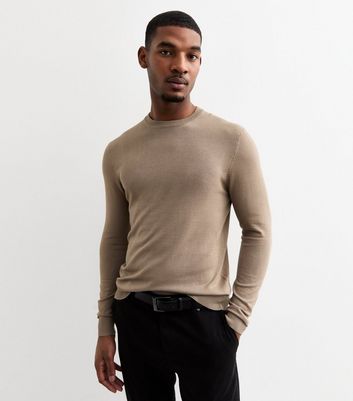 Brown Slim Fine Knit Crew Neck Jumper New Look