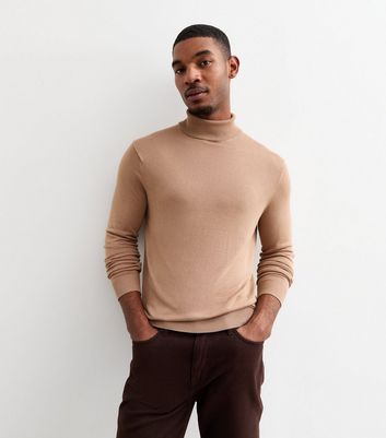 Camel Slim Roll Neck Jumper New Look
