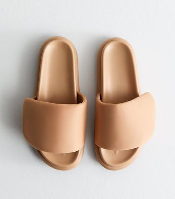 Truffle Camel Rip Tape Chunky Mules New Look