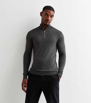 Dark Grey Half Zip Sweatshirt