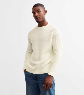 Off White Regular Rib Knit Crew Neck Jumper