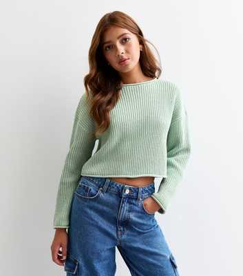 Girls Green Chunky Knit Jumper