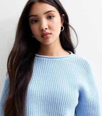 Girls Blue Chunky Knit Jumper