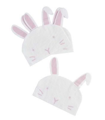 20 Pack White Easter Bunny Napkins New Look