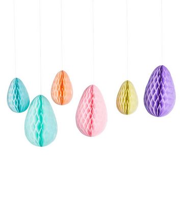 6 Pack Multicoloured Honeycomb Easter Egg Decorations New Look