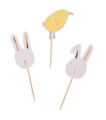 6 Pack Easter Bunny and Chick Cake Toppers