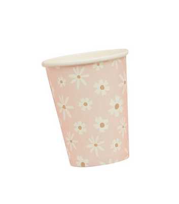 8 Pack Pink Daisy Paper Cups