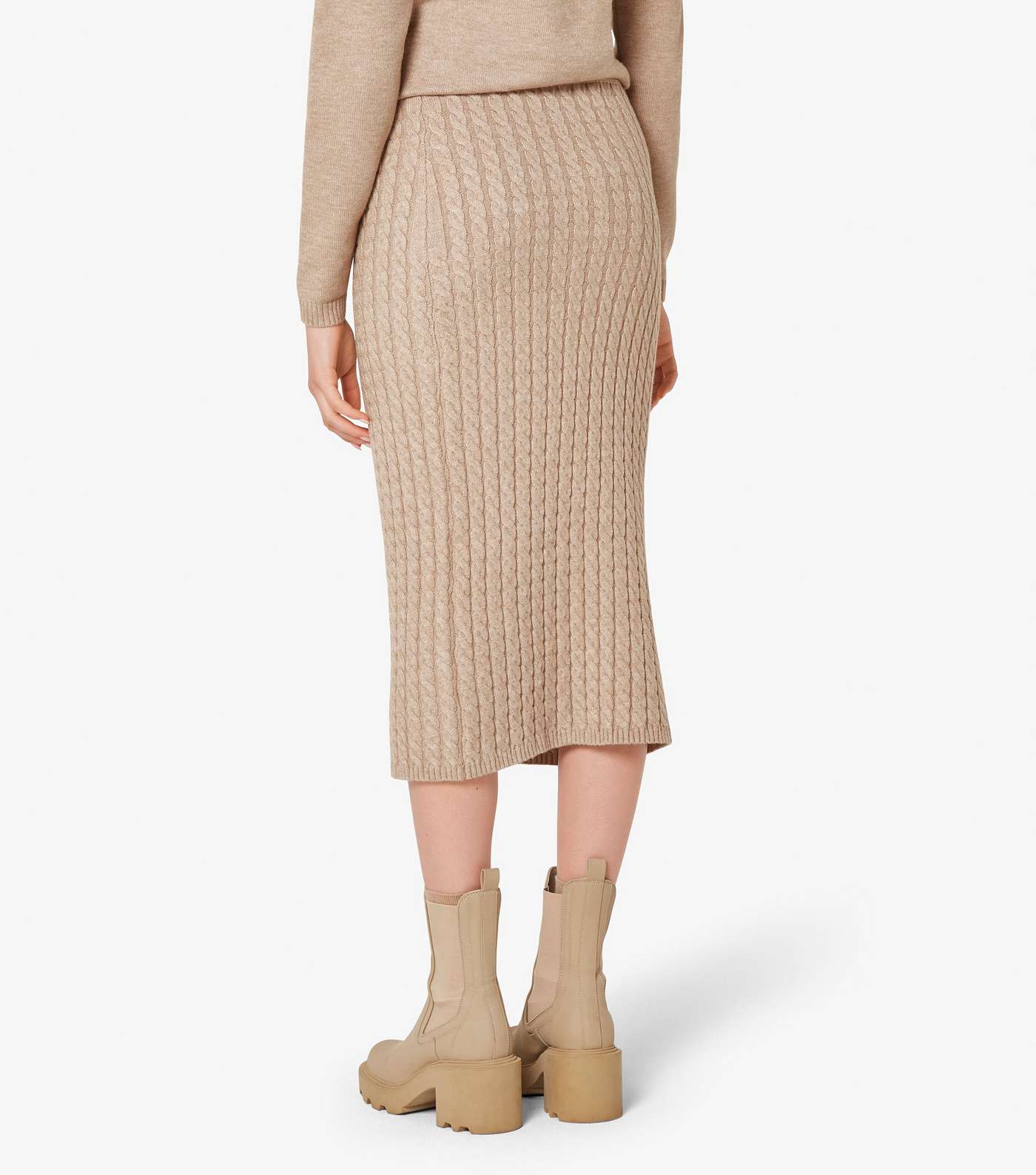 Apricot Aran Knit Midi Skirt  Image 3
