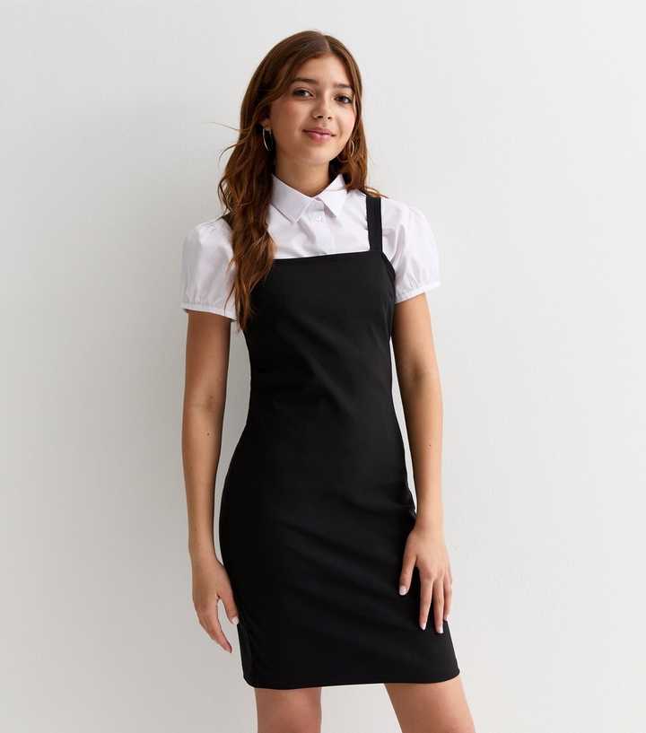 Girls Black School Pinafore Dress